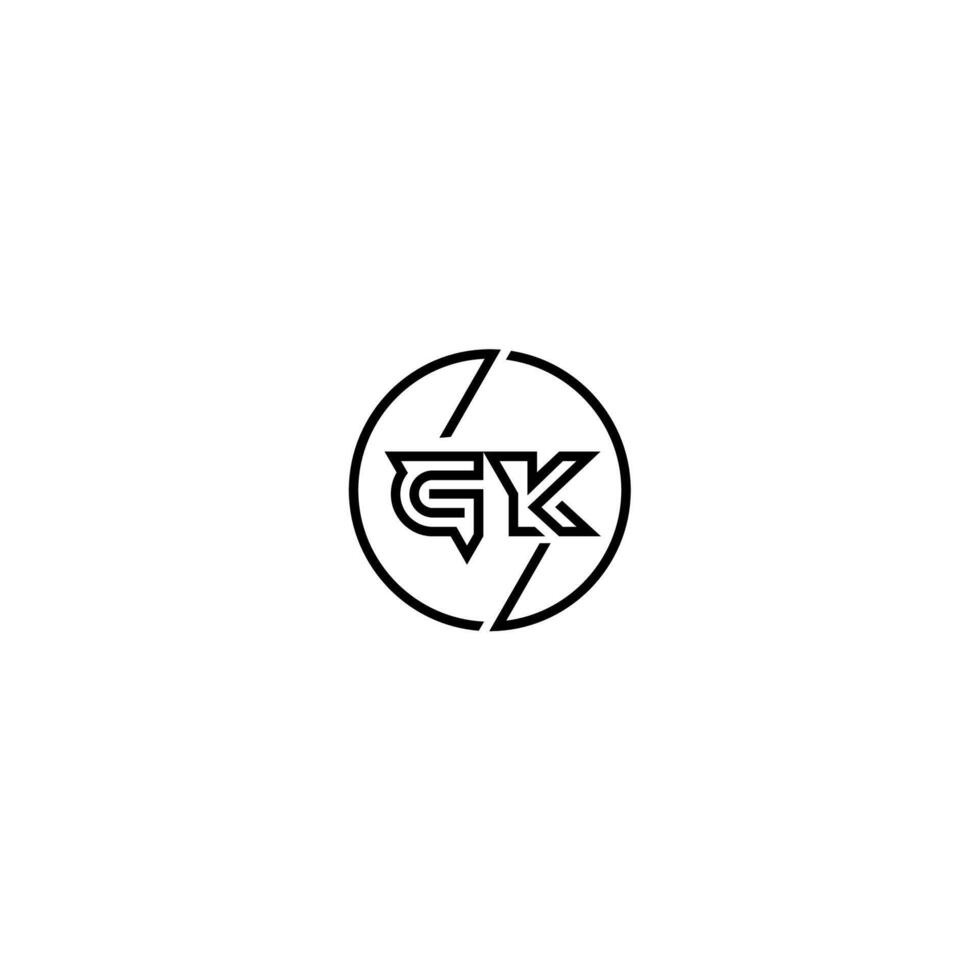 gk audacieux ligne concept dans cercle initiale logo conception dans noir isolé vecteur