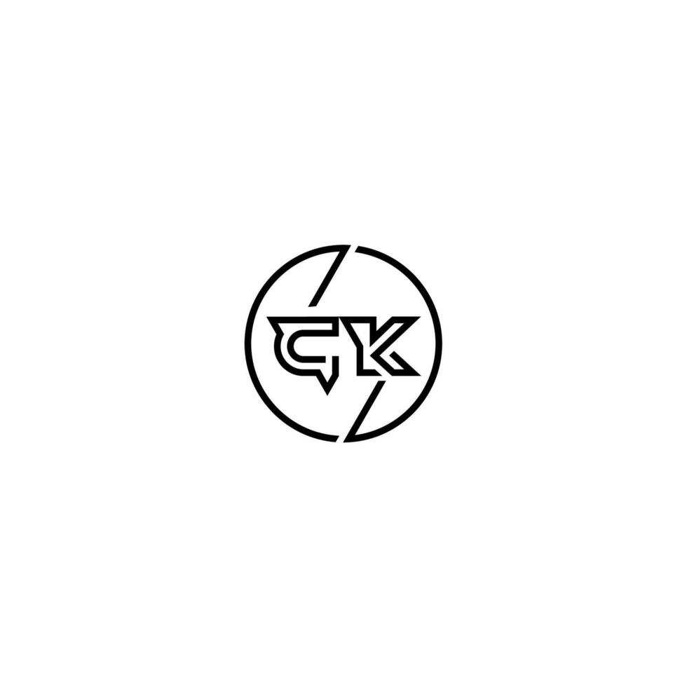 ck audacieux ligne concept dans cercle initiale logo conception dans noir isolé vecteur
