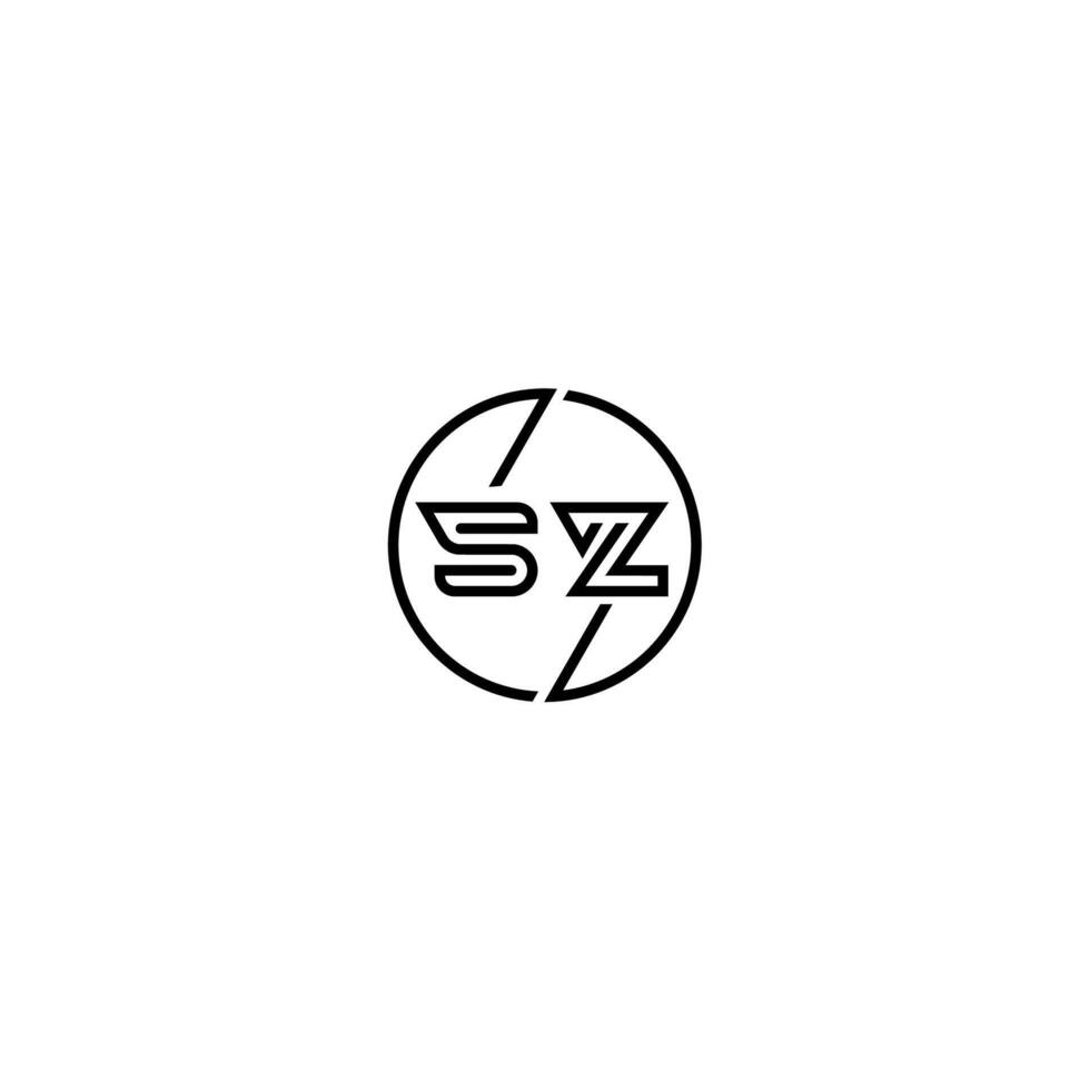 sz audacieux ligne concept dans cercle initiale logo conception dans noir isolé vecteur