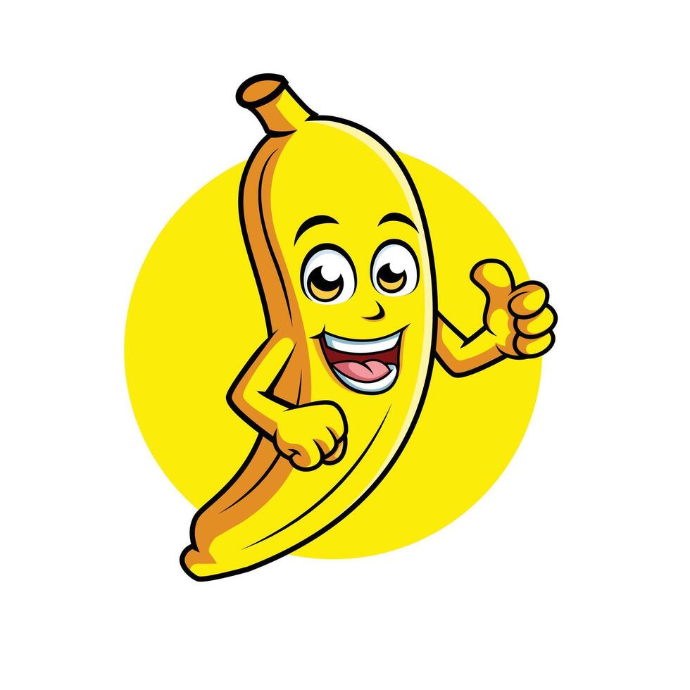 banane dessin animé personnage donnant pouce en haut content mascotte vecteur illustration