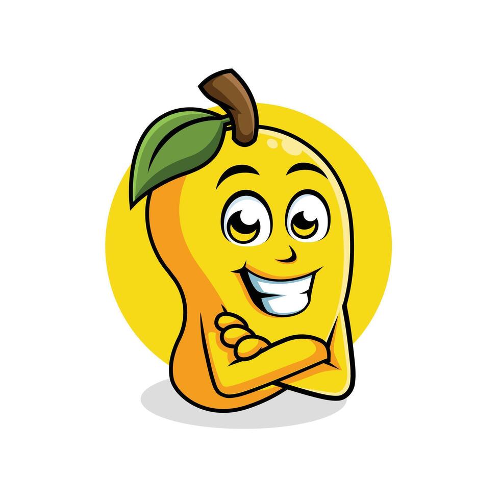 mangue dessin animé personnage traverser bras content mascotte vecteur illustration clipart