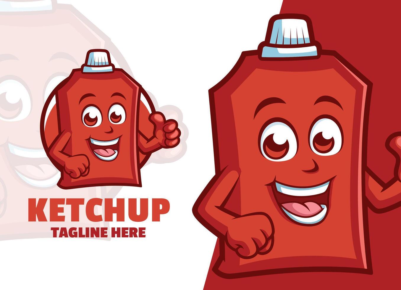 mignonne ketchup dessin animé personnage mascotte logo donnant pouce en haut vecteur illustration