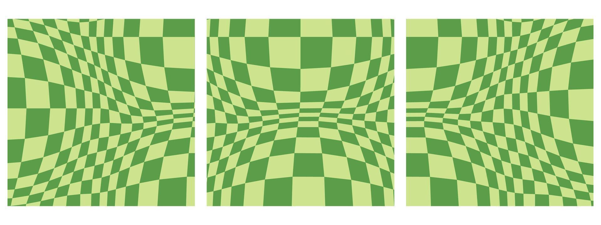 ensemble de carré gonflé damier Contexte dans vecteur. un esthétique abstrait modèle à ajouter une espiègle élément dans vert couleurs. vecteur