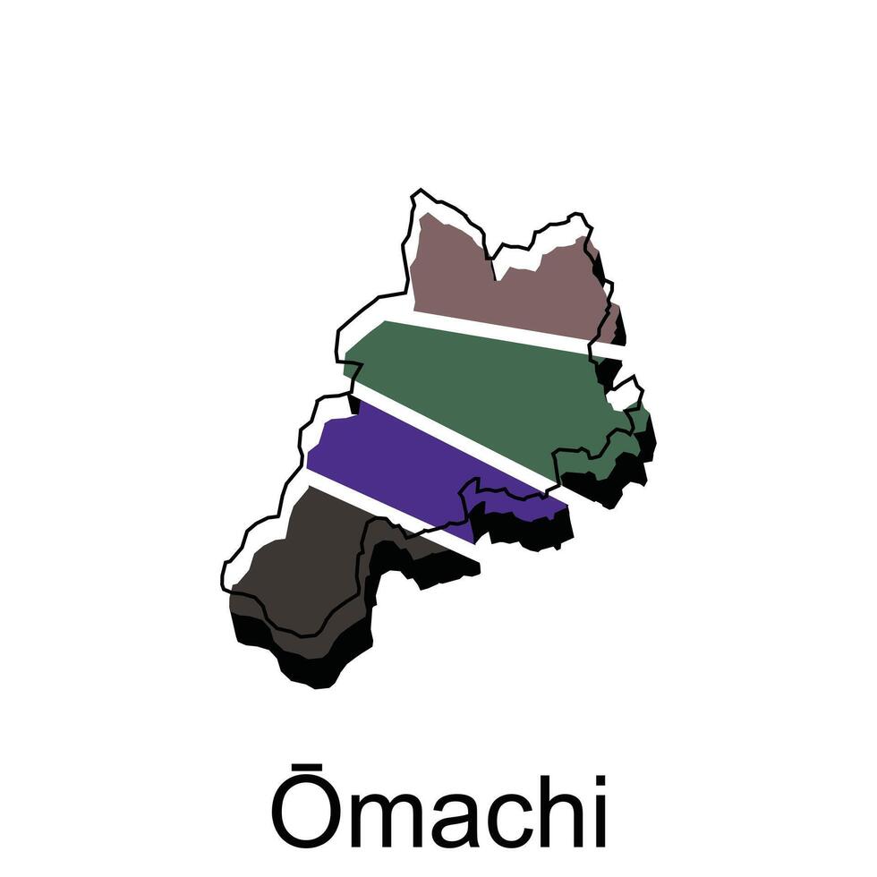 omachi ville de Japon carte, Facile conception modèle dans blanc Contexte vecteur