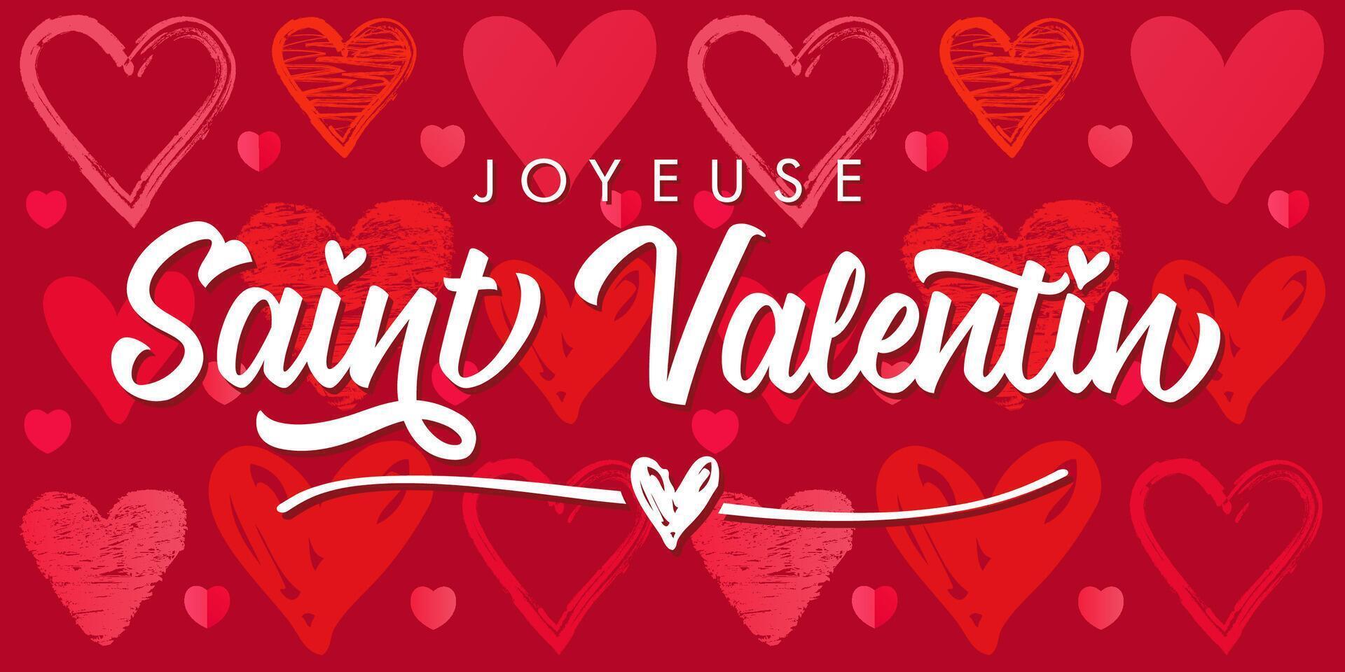 français salutation carte concept - content la Saint-Valentin journée. cœur Contexte. vecteur