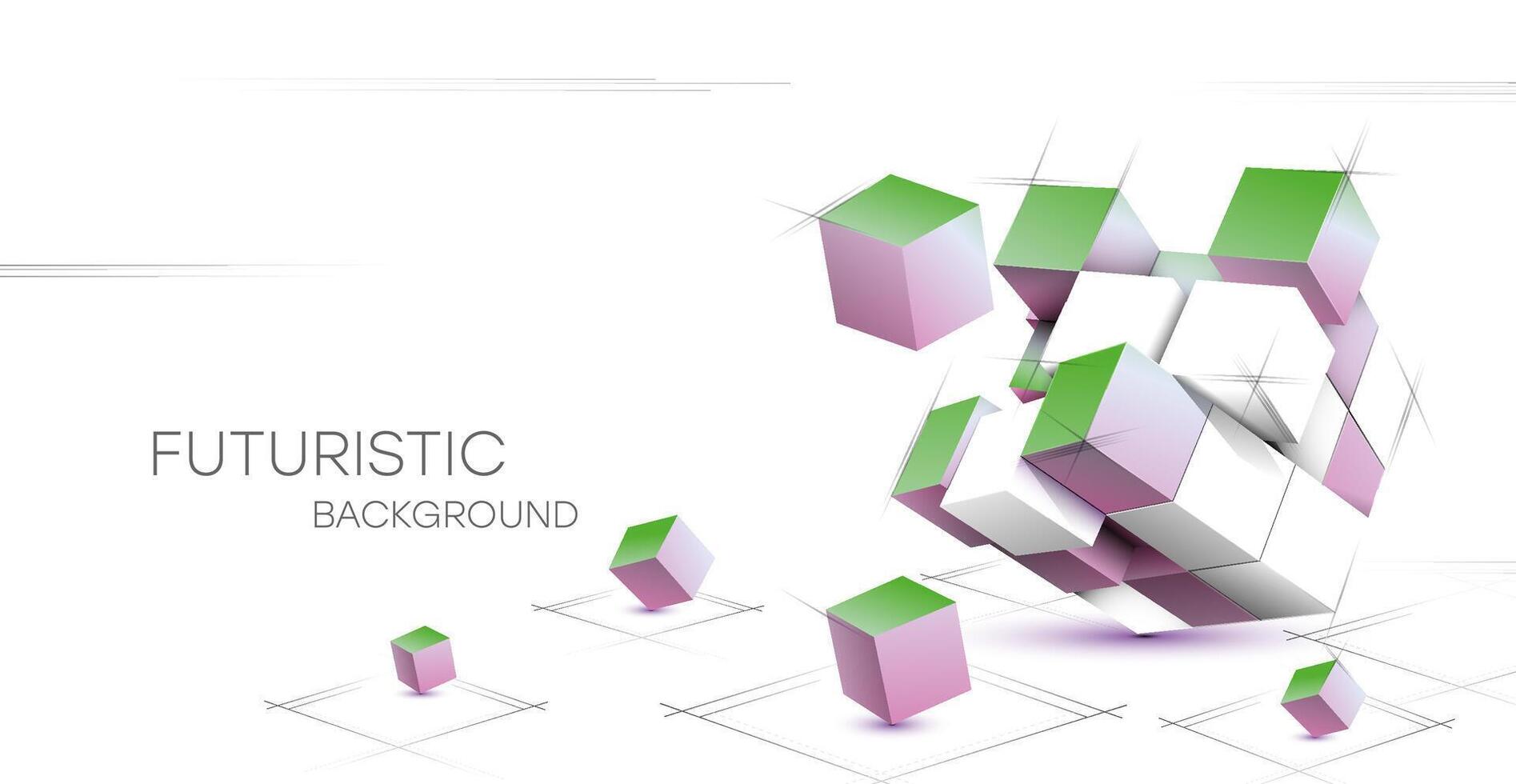 3d abstrait Contexte avec cubes. volumétrique abstrait arrière-plan, lien de géométrique cubes. vecteur