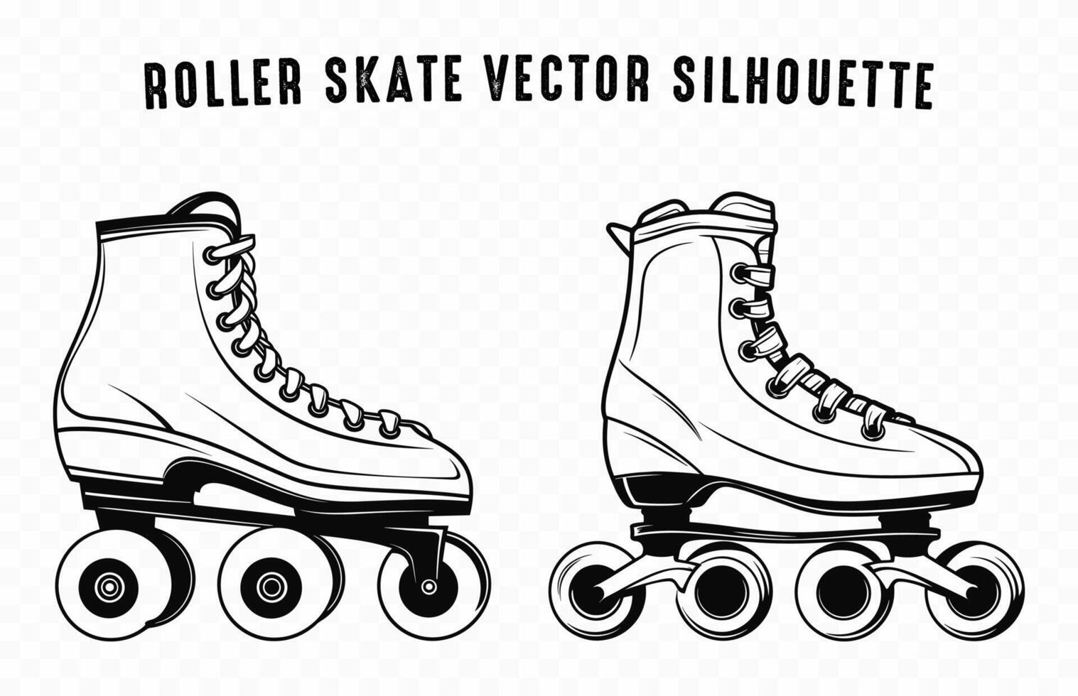 rouleau patin contour vecteur silhouette, rouleau patins contour icône