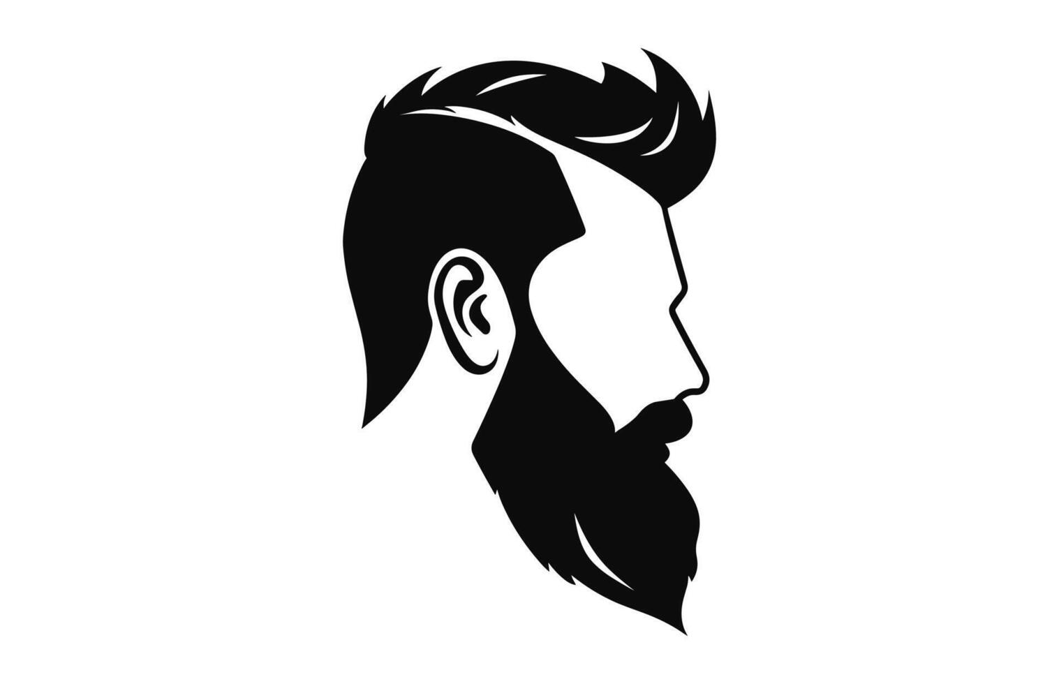 une la Coupe de cheveux avec barbe vecteur noir silhouette isolé sur une blanc Contexte