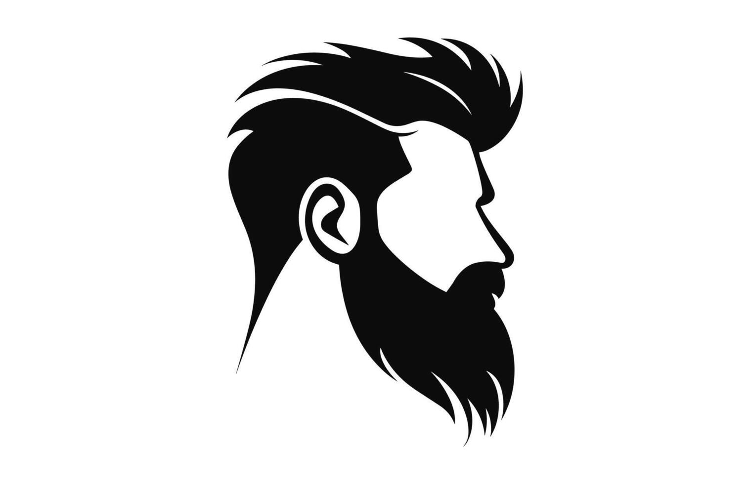 une la Coupe de cheveux avec barbe vecteur noir silhouette gratuit