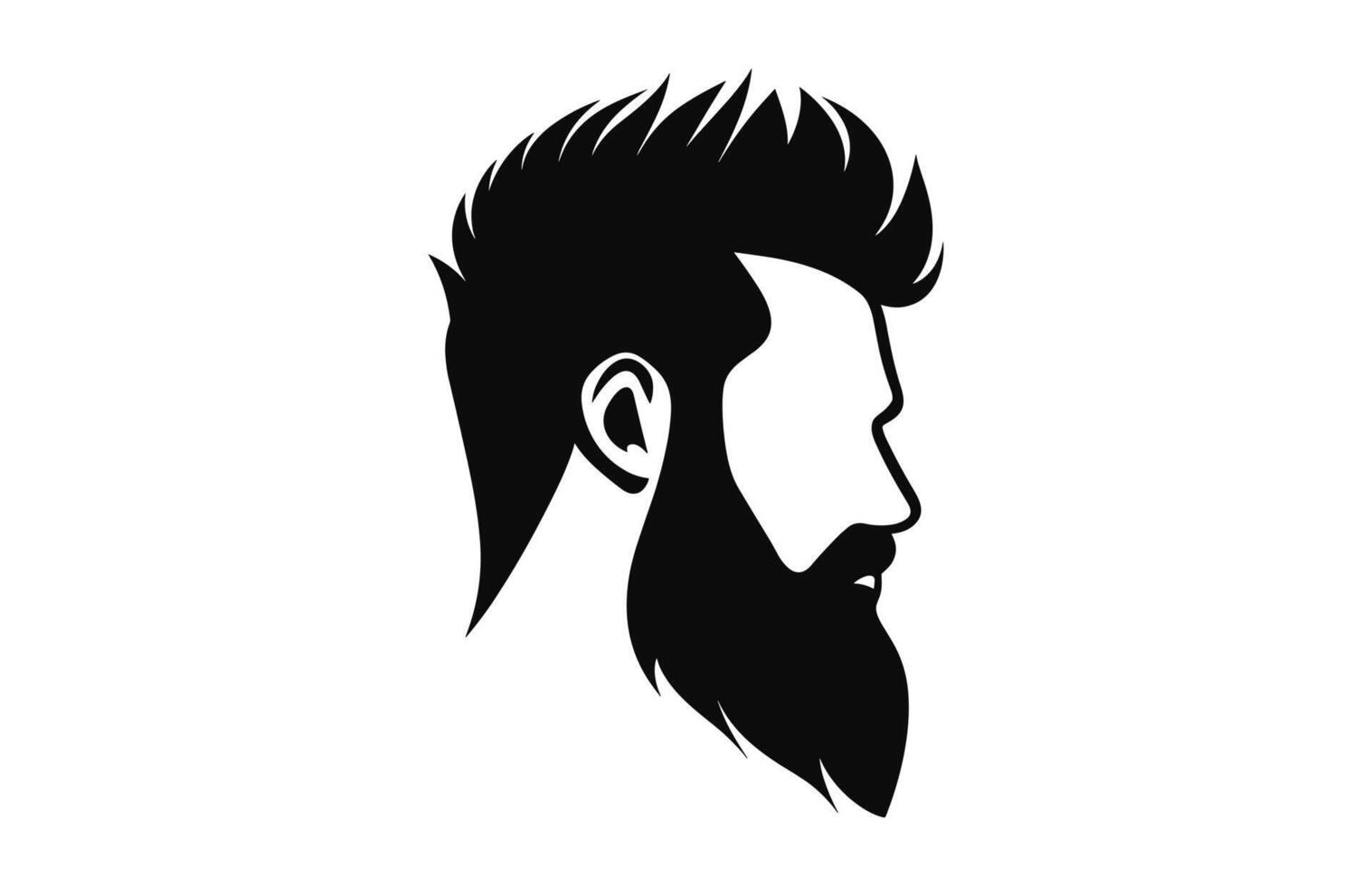 une la Coupe de cheveux avec barbe vecteur noir silhouette isolé sur une blanc Contexte