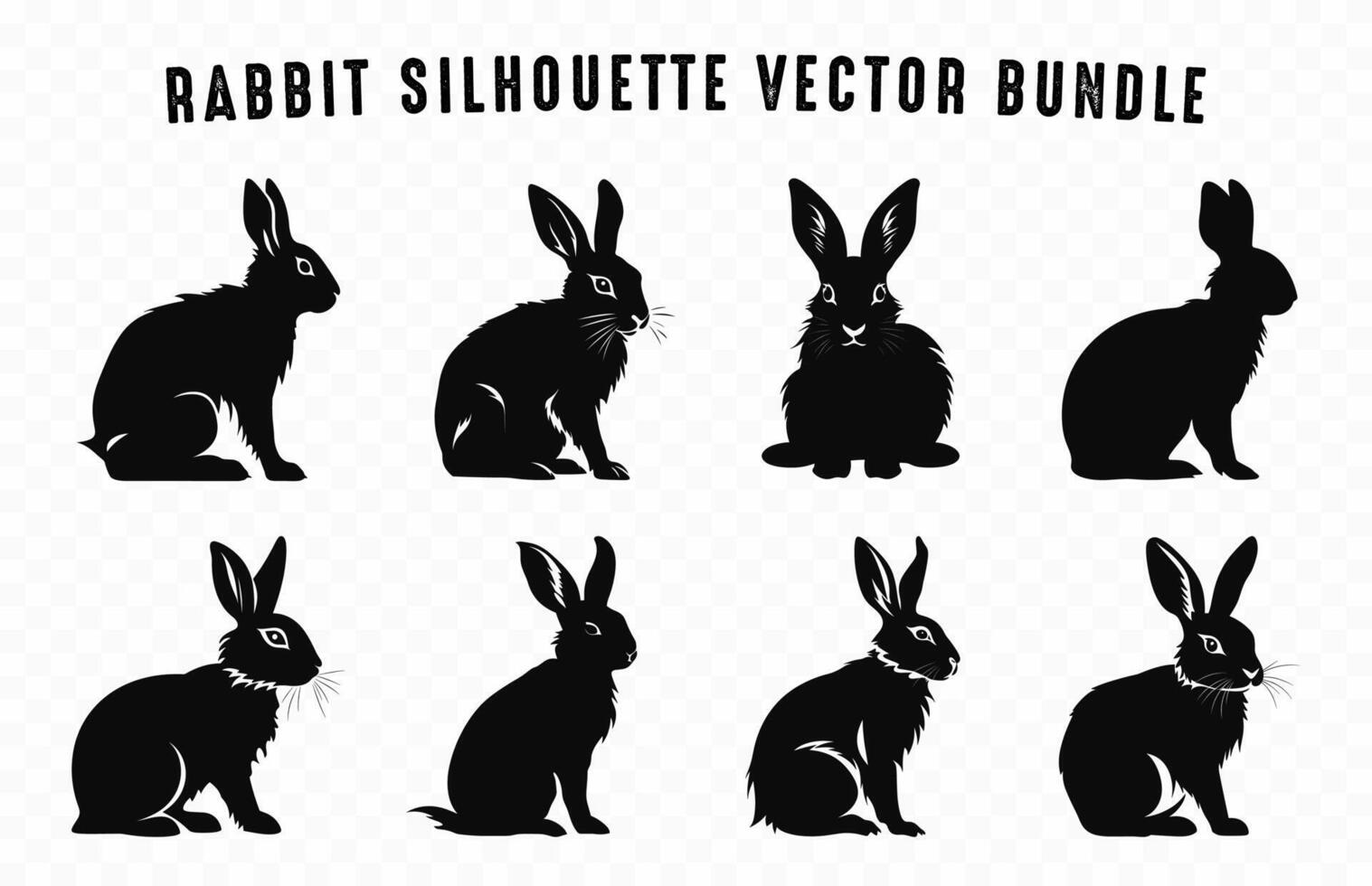 lapin silhouettes noir vecteur ensemble, Pâques lapin silhouette paquet