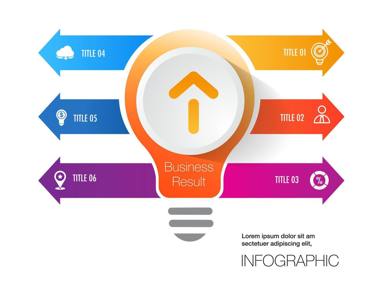 6 option ampoule idée infographie modèle vecteur