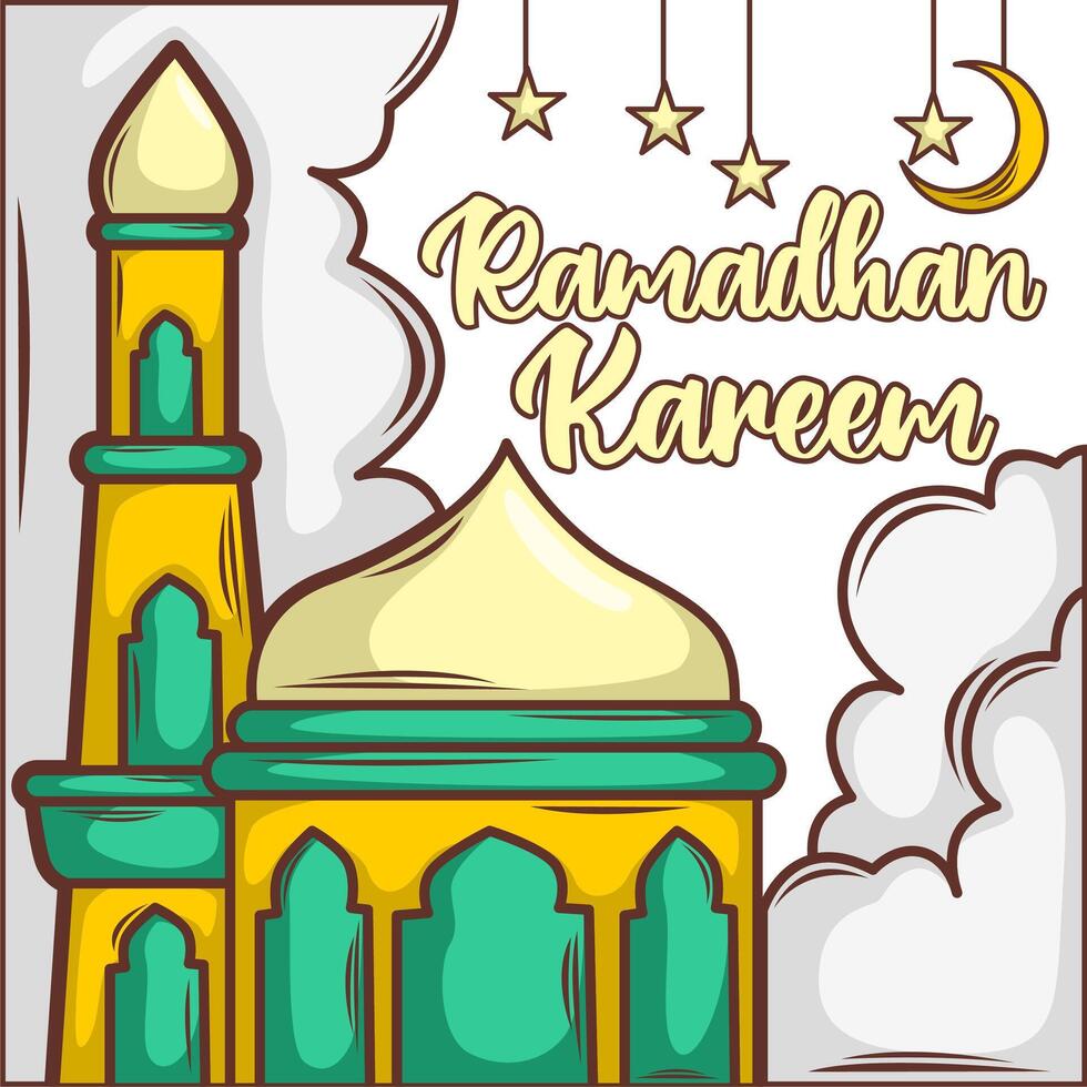 Ramadan mubarak bannière prospectus. salutation carte pour traditionnel musulman vacances content fête. islamique salutation affiche. vecteur illustration.