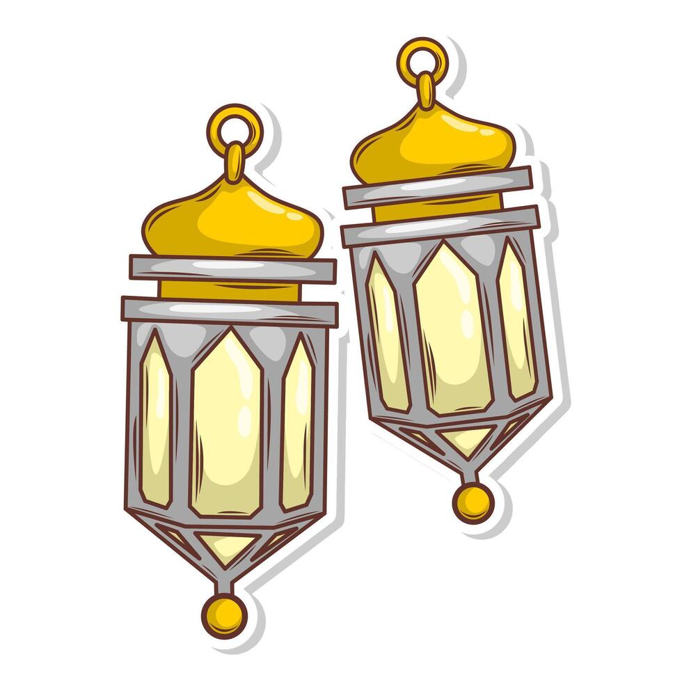 main dessiner islamique lanterne pour ramadhan kareem vecteur