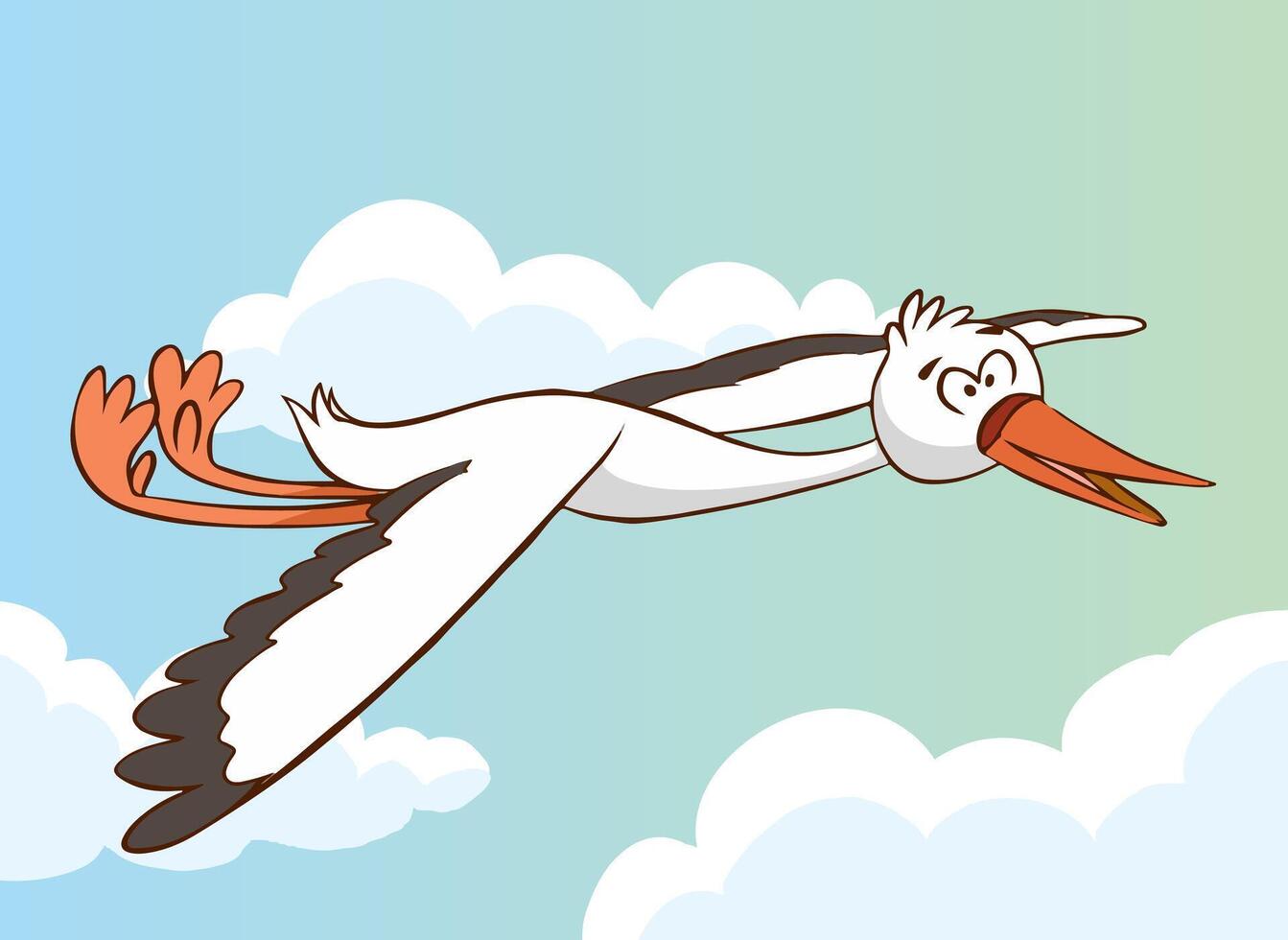cigogne en volant dans le bleu ciel vecteur illustration