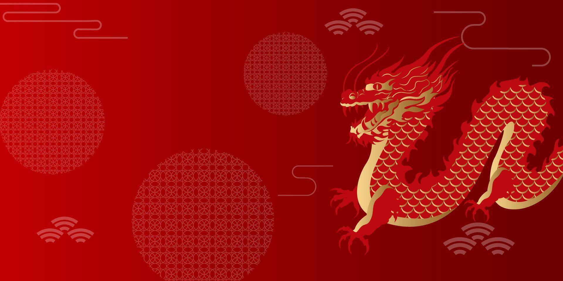 content chinois Nouveau année 2024 de chinois dragon zodiaque avec élégant rouge Contexte. vecteur