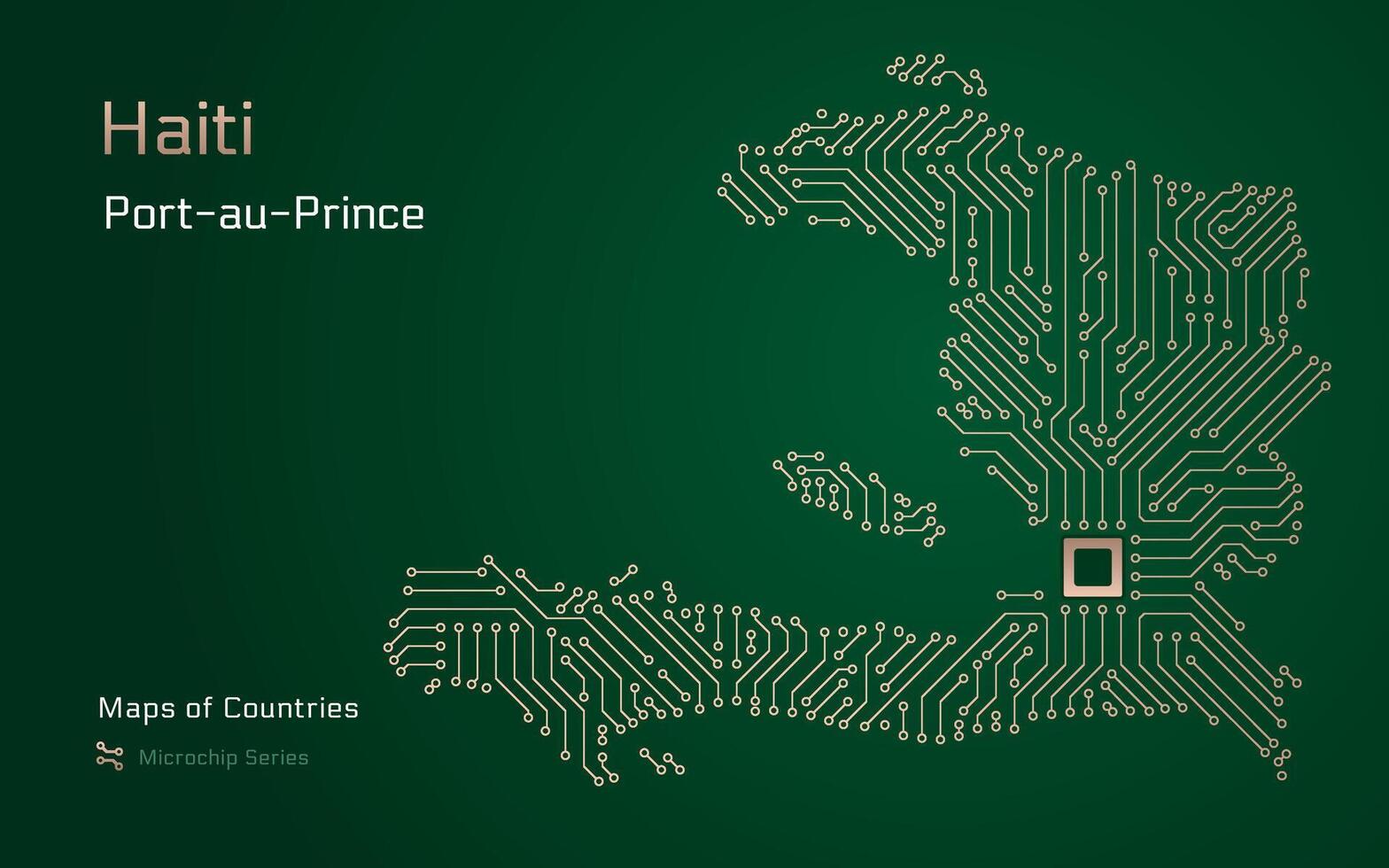 Haïti carte avec une Capitale de port au prince montré dans une puce électronique modèle. gouvernement électronique. monde des pays vecteur Plans. puce électronique séries