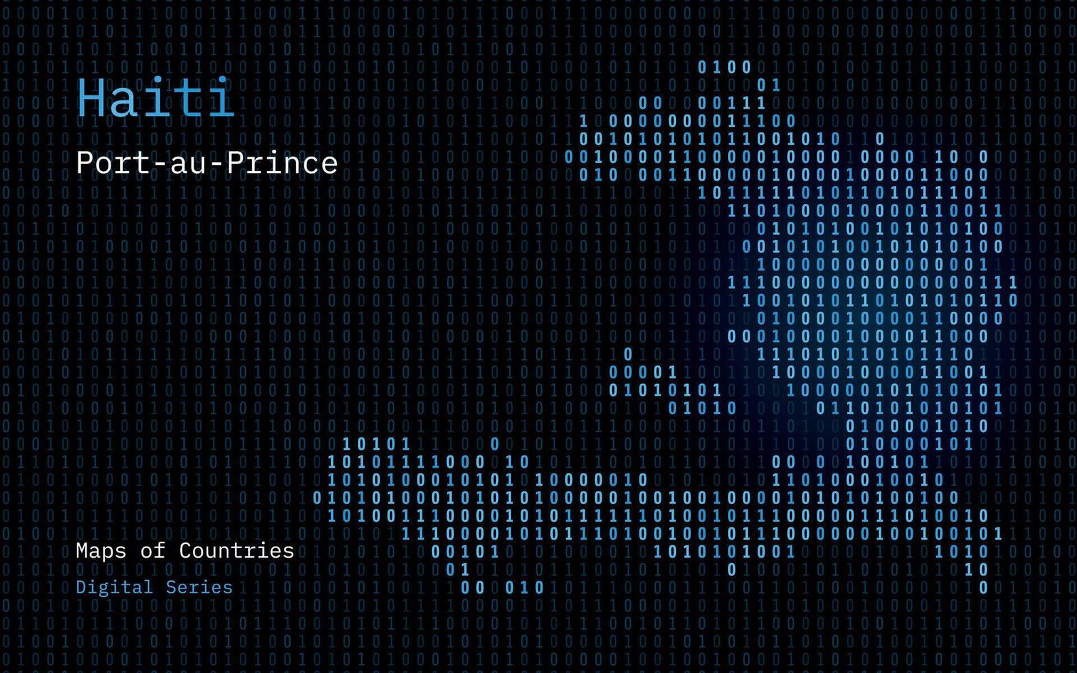 Haïti carte montré dans binaire code modèle. matrice Nombres, zéro, un. monde des pays vecteur Plans. numérique séries