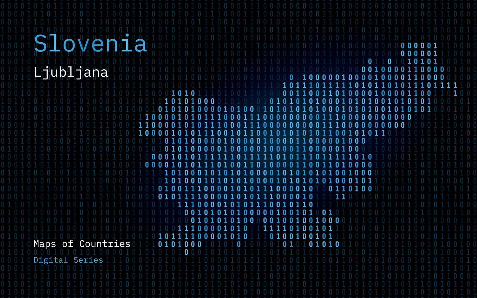slovénie carte montré dans binaire code modèle. matrice Nombres, zéro, un. monde des pays vecteur Plans. numérique séries