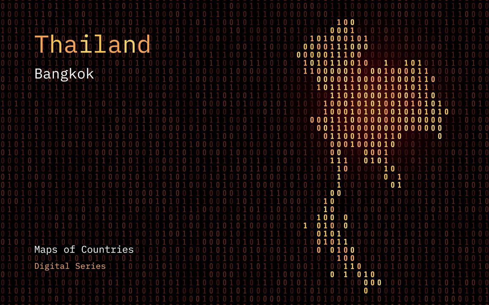 Thaïlande carte montré dans binaire code modèle. matrice Nombres, zéro, un. monde des pays vecteur Plans. numérique séries