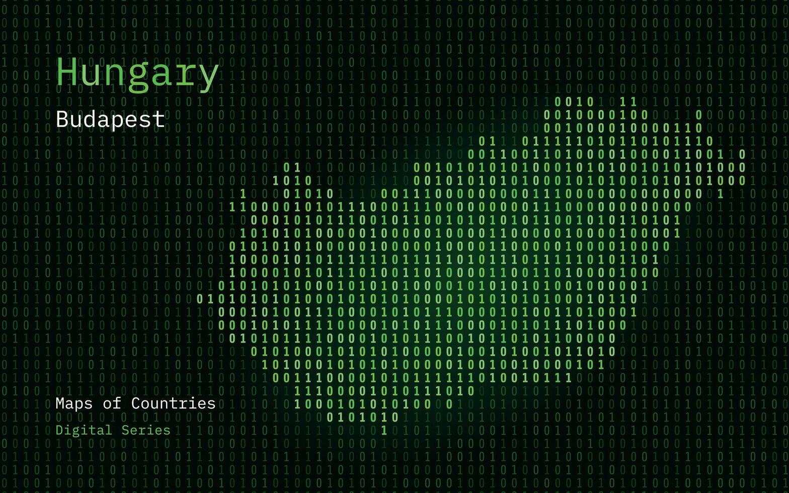 Hongrie carte montré dans binaire code modèle. matrice Nombres, zéro, un. monde des pays vecteur Plans. numérique séries