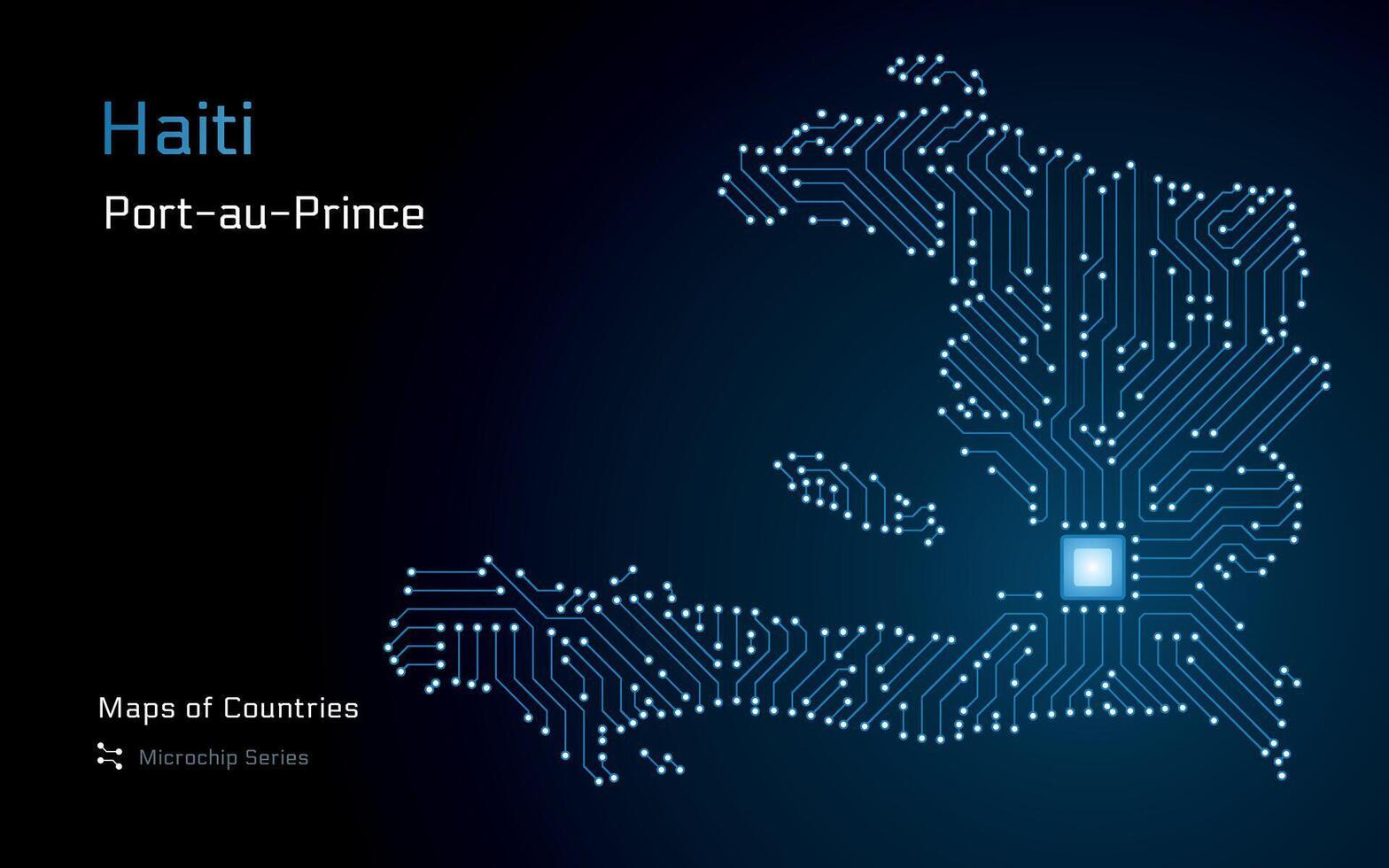 Haïti carte avec une Capitale de port au prince montré dans une puce électronique modèle. gouvernement électronique. monde des pays vecteur Plans. puce électronique séries
