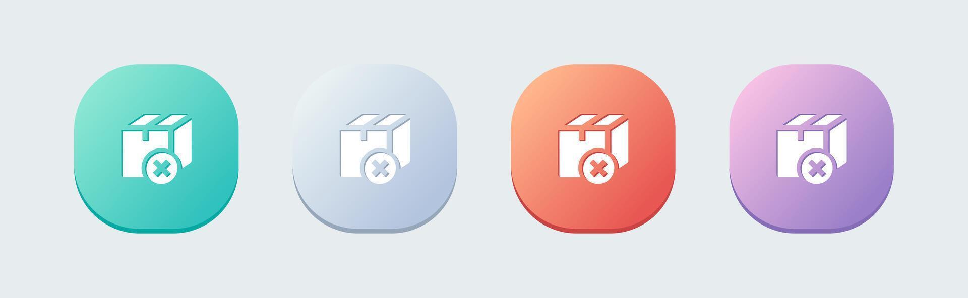 Annuler paquet solide icône dans plat conception style. livraison panneaux vecteur illustration.