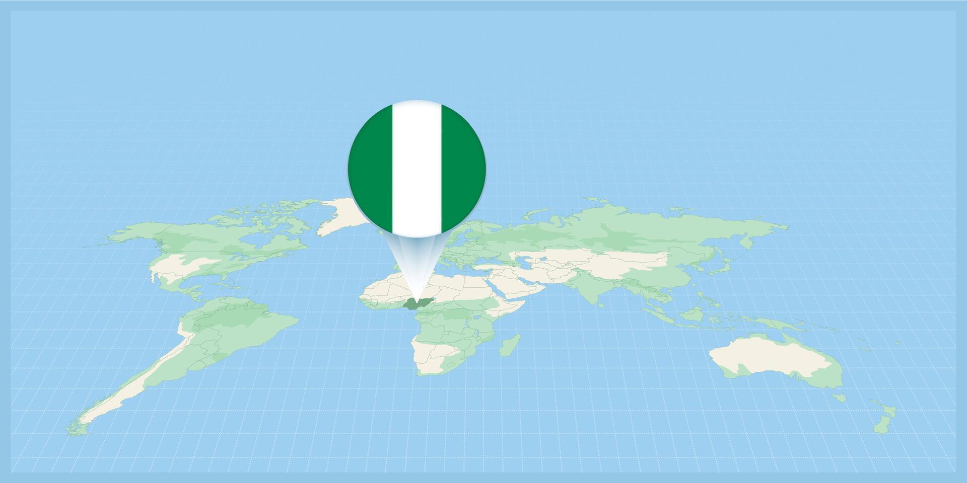 emplacement de Nigeria sur le monde carte, marqué avec Nigeria drapeau broche. vecteur