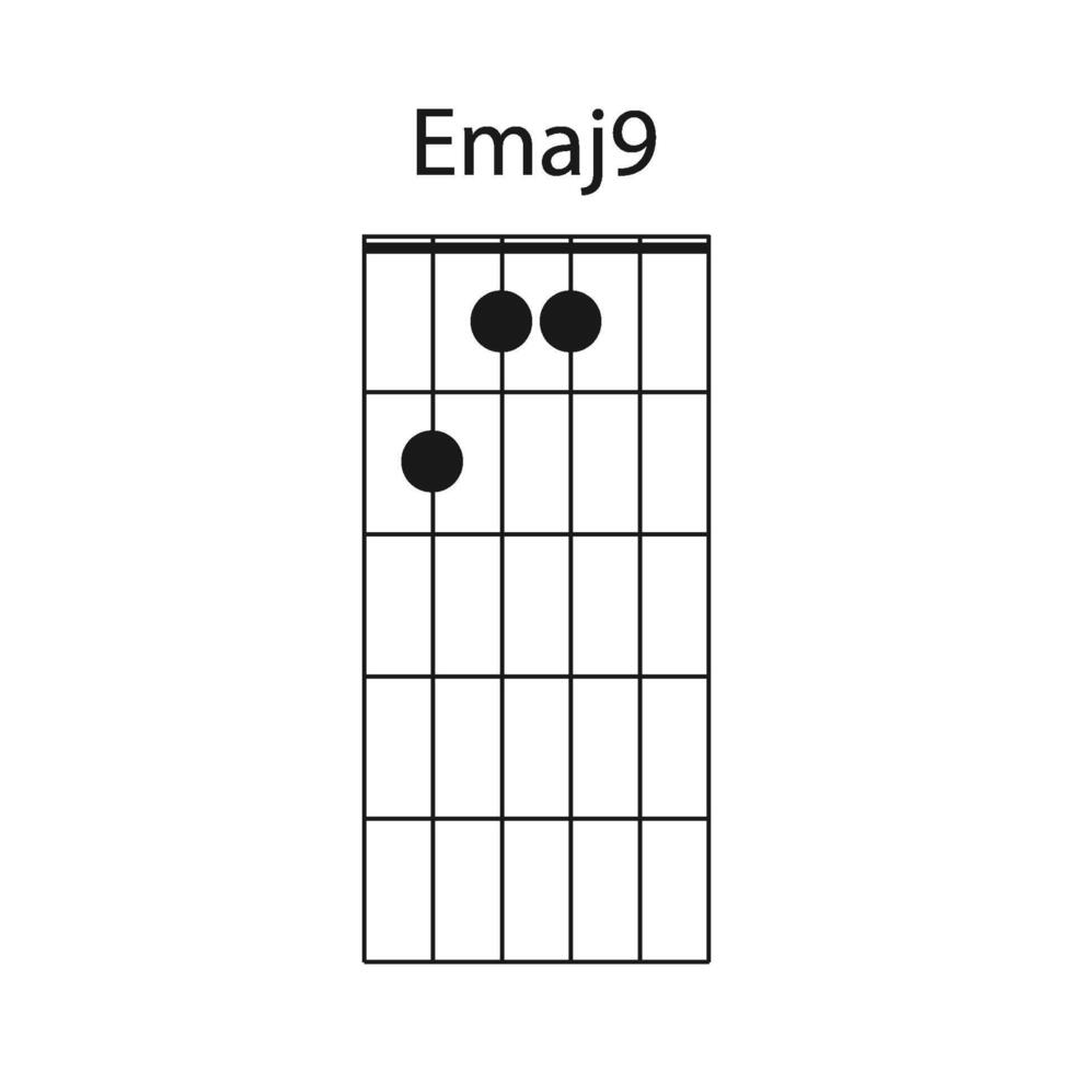 emaj9 guitare accord icône vecteur