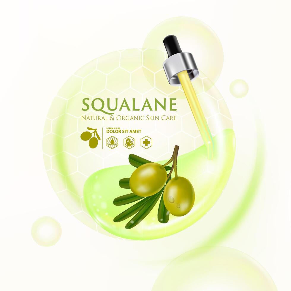 concept de squalane sérum peau se soucier cosmétique affiche, bannière conception vecteur