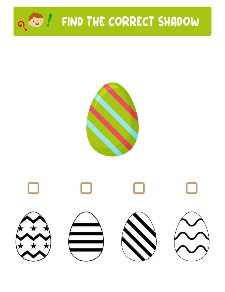 trouver le droite ombre. coloré et noir et blanc Pâques œufs.éducatif Jeu avec des œufs. logique Jeux pour les enfants avec un réponse.a formation carte avec une tâche pour préscolaire et Jardin d'enfants les enfants. vecteur