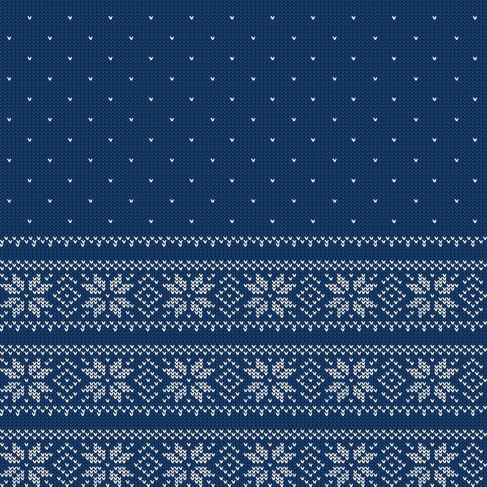 une traditionnel bleu et blanc chandail modèle pour hiver chandail fairisle conception. une sans couture tricot conception des motifs dans vecteur illustration