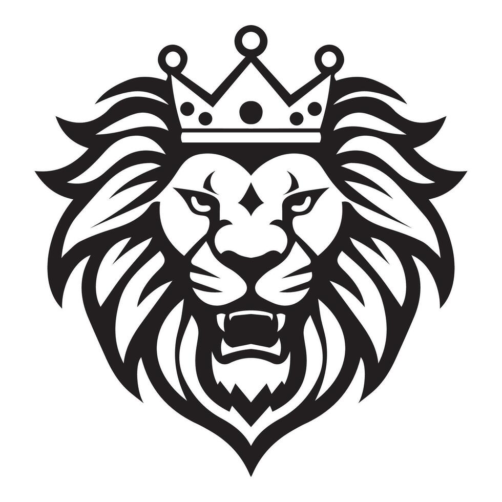 ai généré Lion portant couronne iconique logo vecteur illustration
