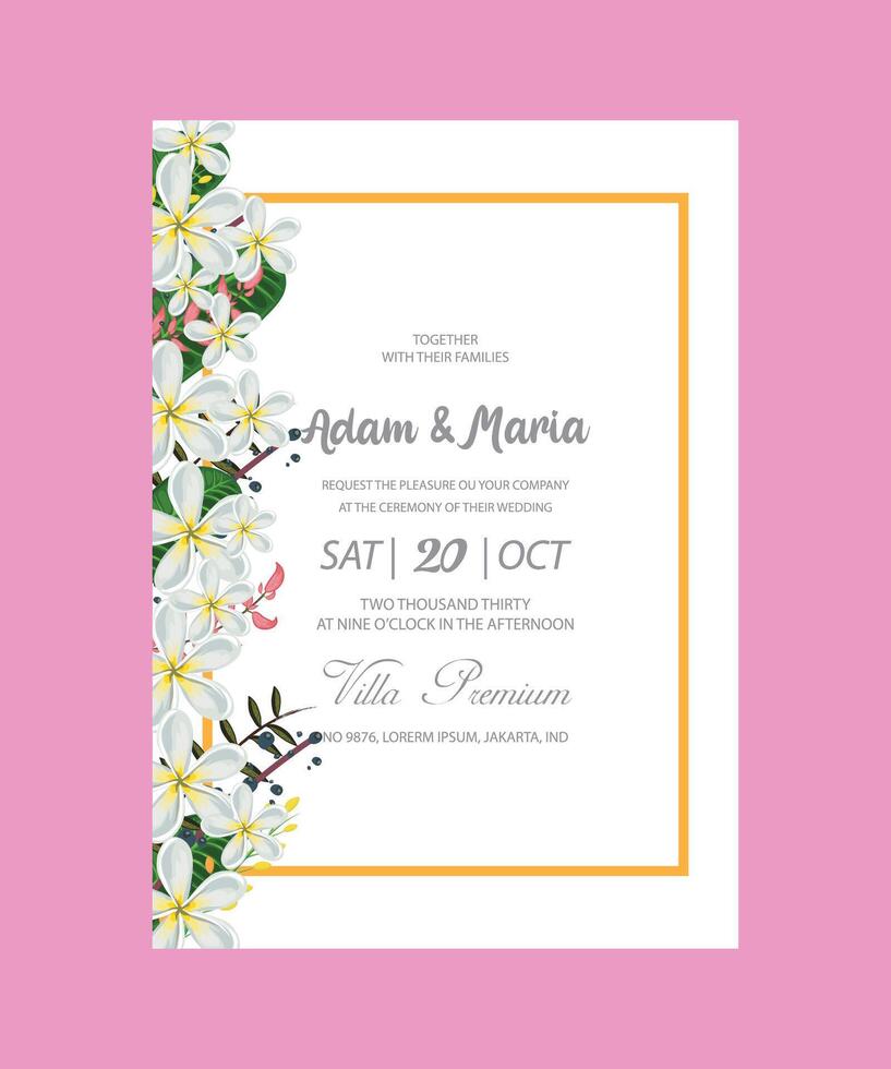 mariage invitation carte avec rose fleur vecteurs vecteur