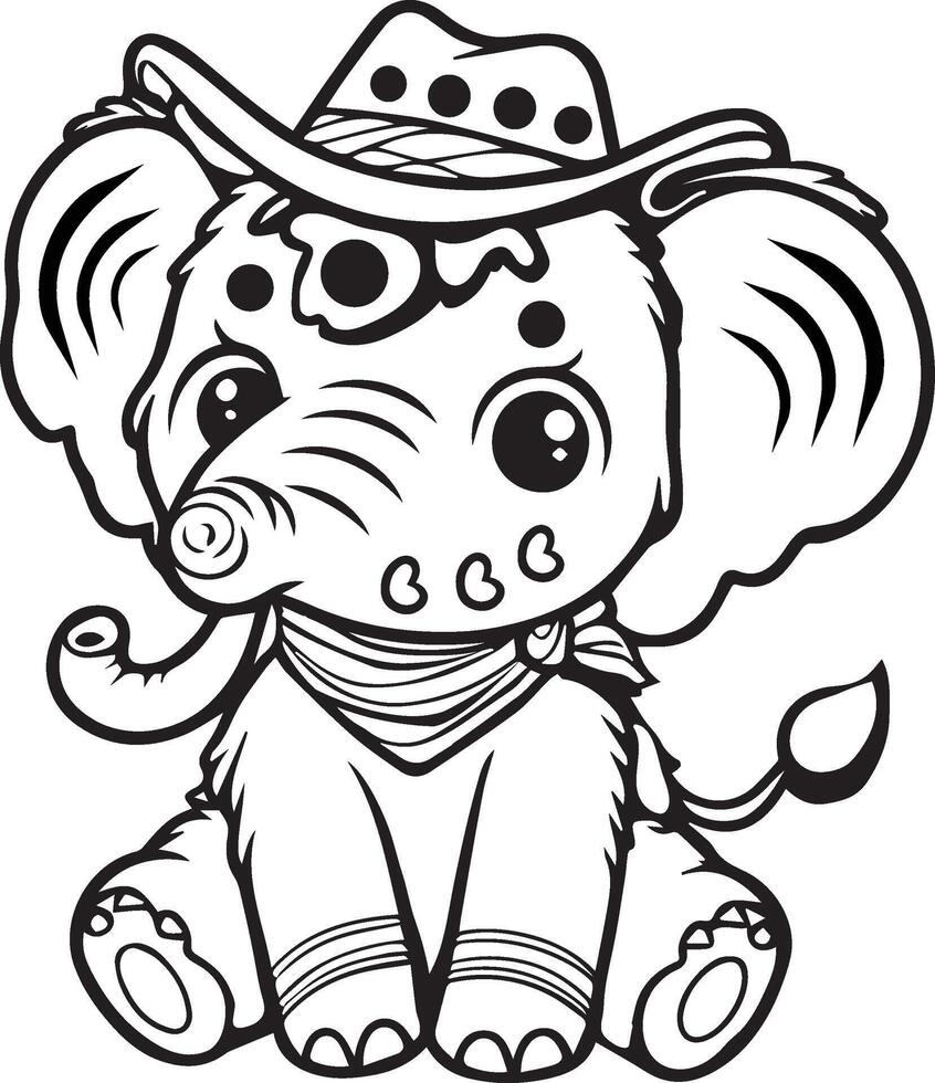 mignonne bébé l'éléphant ligne art coloration page vecteur