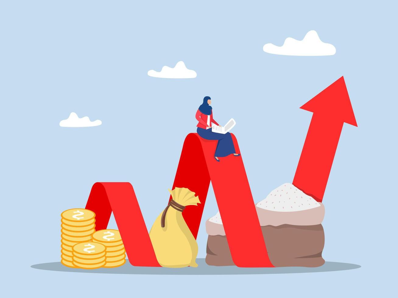 le revenu croissance graphique, Payer la zakat, don zakat mutuel fonds, de profit investir entreprise, plat dessin animé vecteur illustration