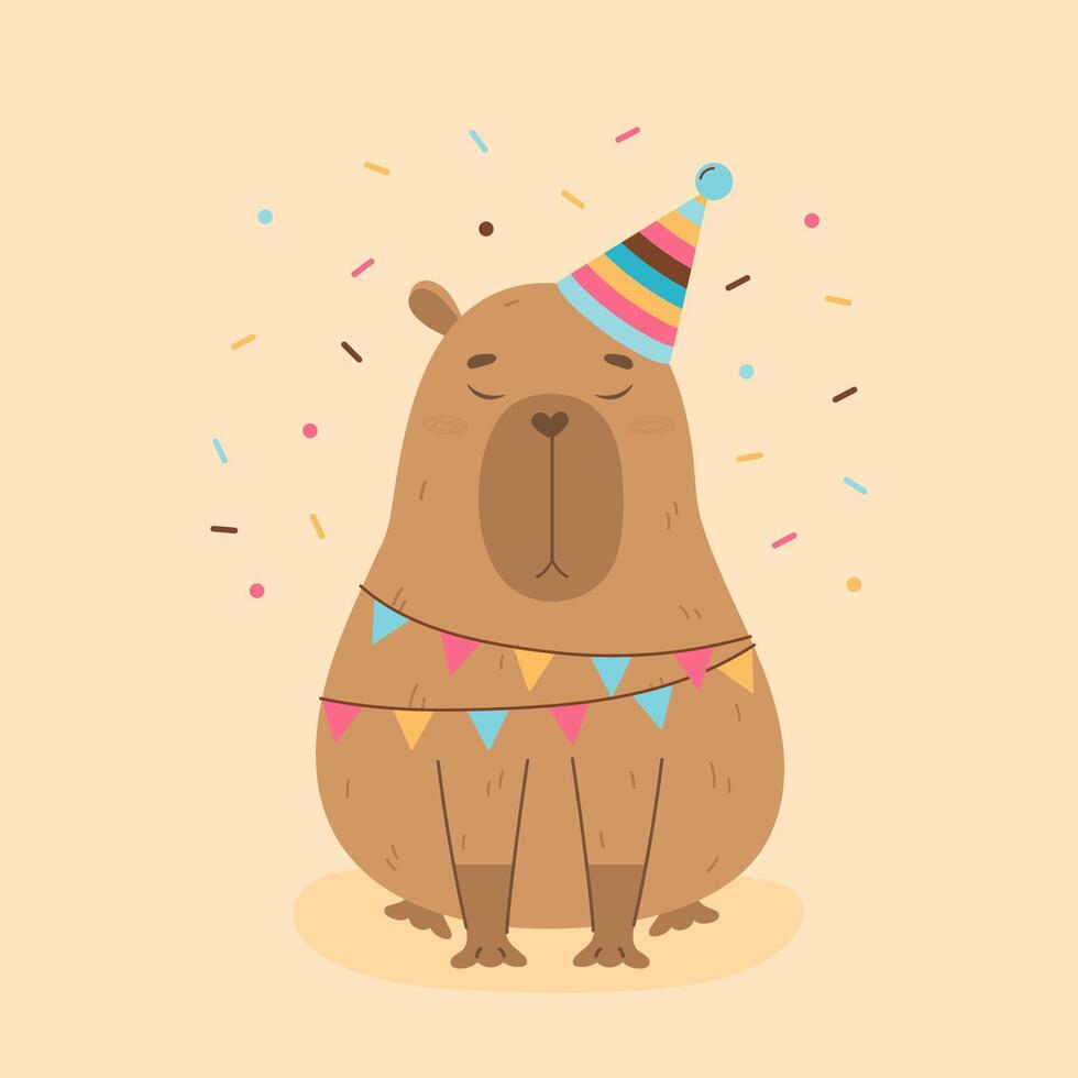 marrant capybara content anniversaire salutations vecteur