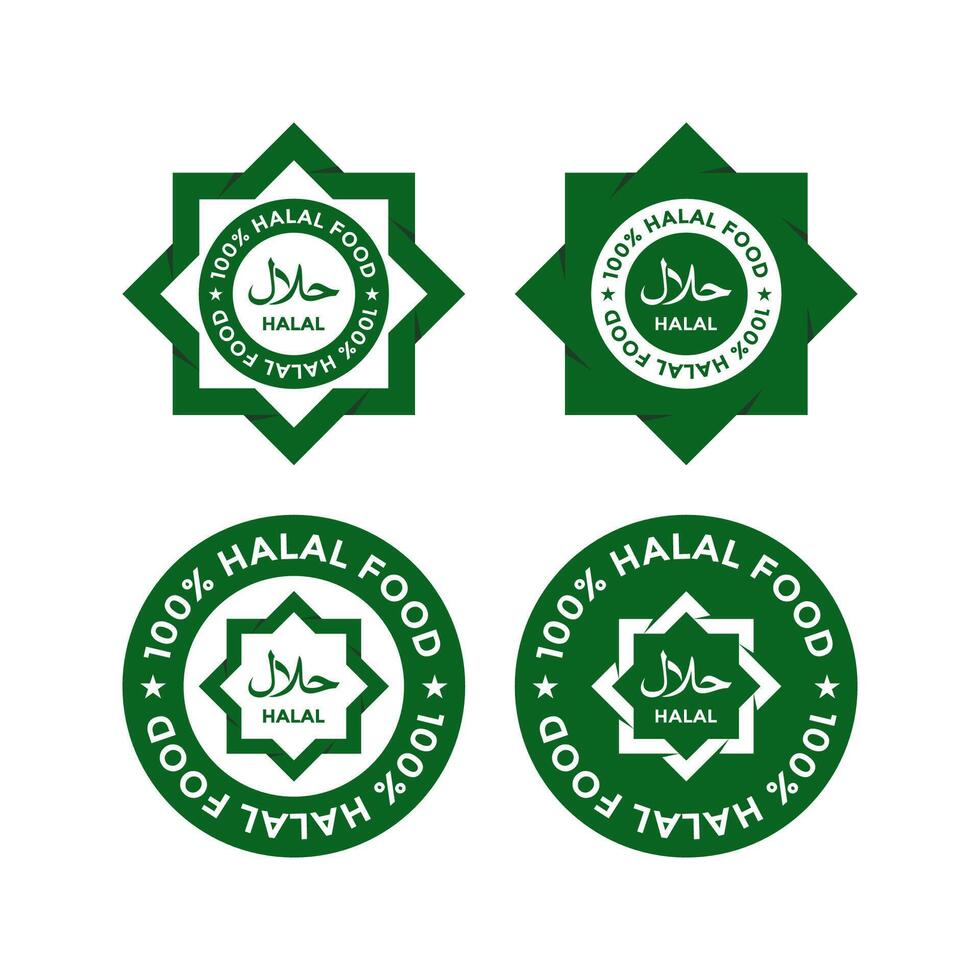 ensemble de halal nourriture des produits Étiquettes, badges et logo conception. vecteur halal signe certificat étiqueter.