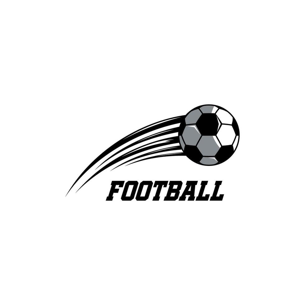 Football logo vecteur. football Balle logo en volant par le air avec incurvé mouvement les sentiers. vecteur