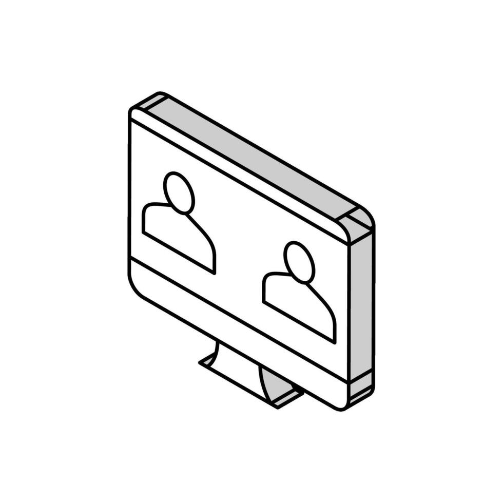 en ligne vidéo appel ordinateur écran isométrique icône vecteur illustration
