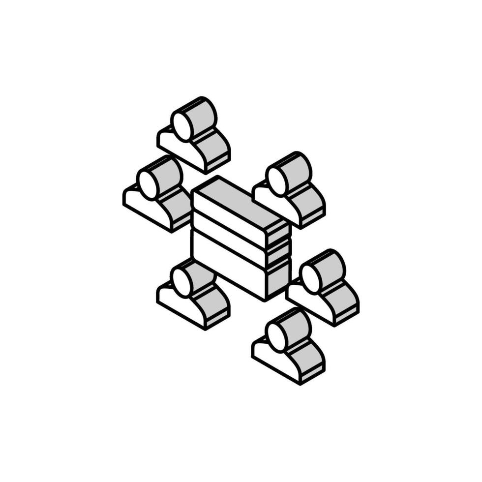 gens communiquer à travers serveur isométrique icône vecteur illustration
