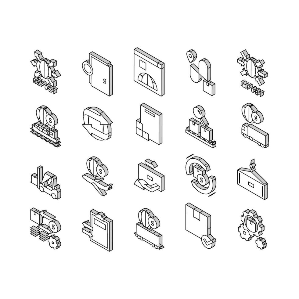 exportation importer la logistique collection isométrique Icônes ensemble vecteur