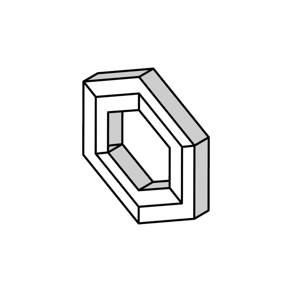 hexagone impossible géométrique forme isométrique icône vecteur illustration