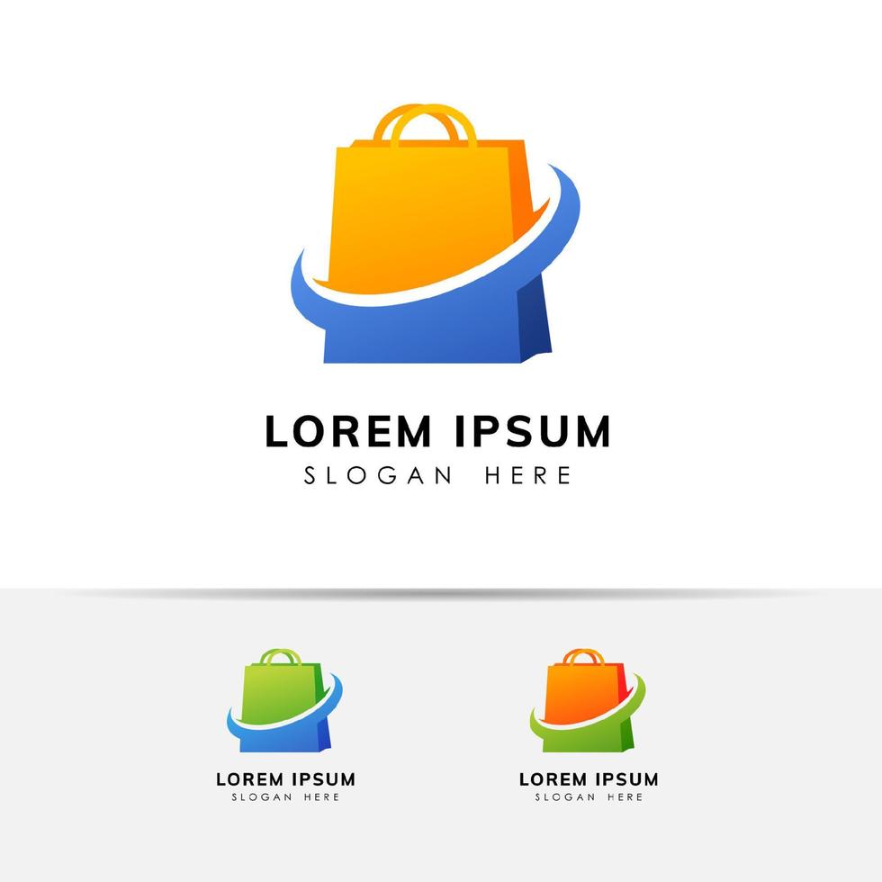icône de vecteur de conception de logo de boutique en ligne. conception d'icône de sac à provisions