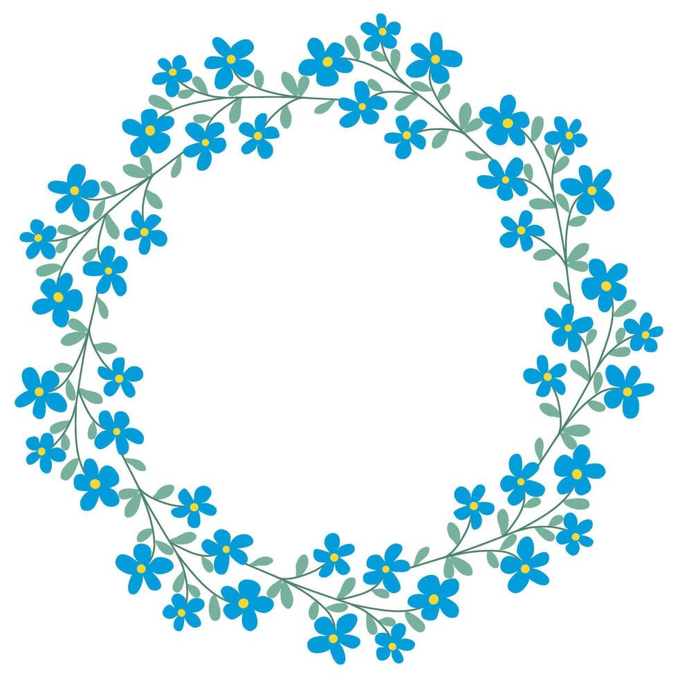 bleuets printemps couronne avec copie espace vecteur