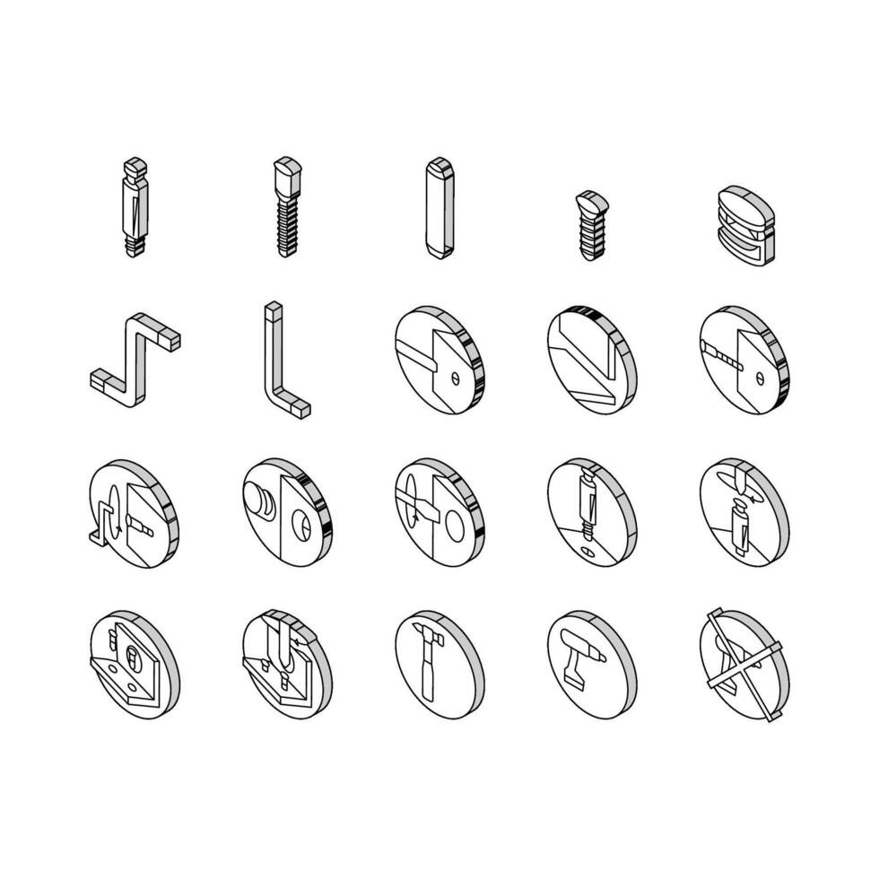 Assemblée meubles instruction isométrique Icônes ensemble vecteur