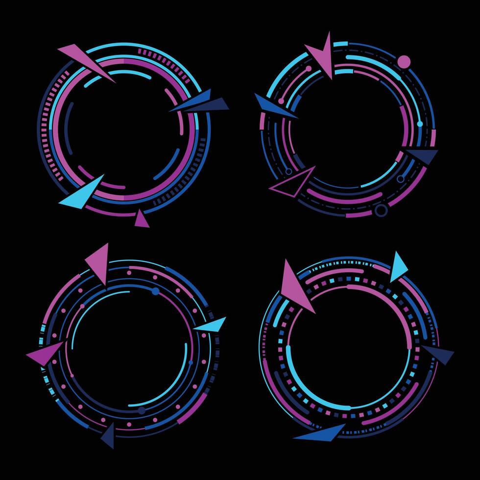 collection de circulaire futuriste numérique les frontières vecteur