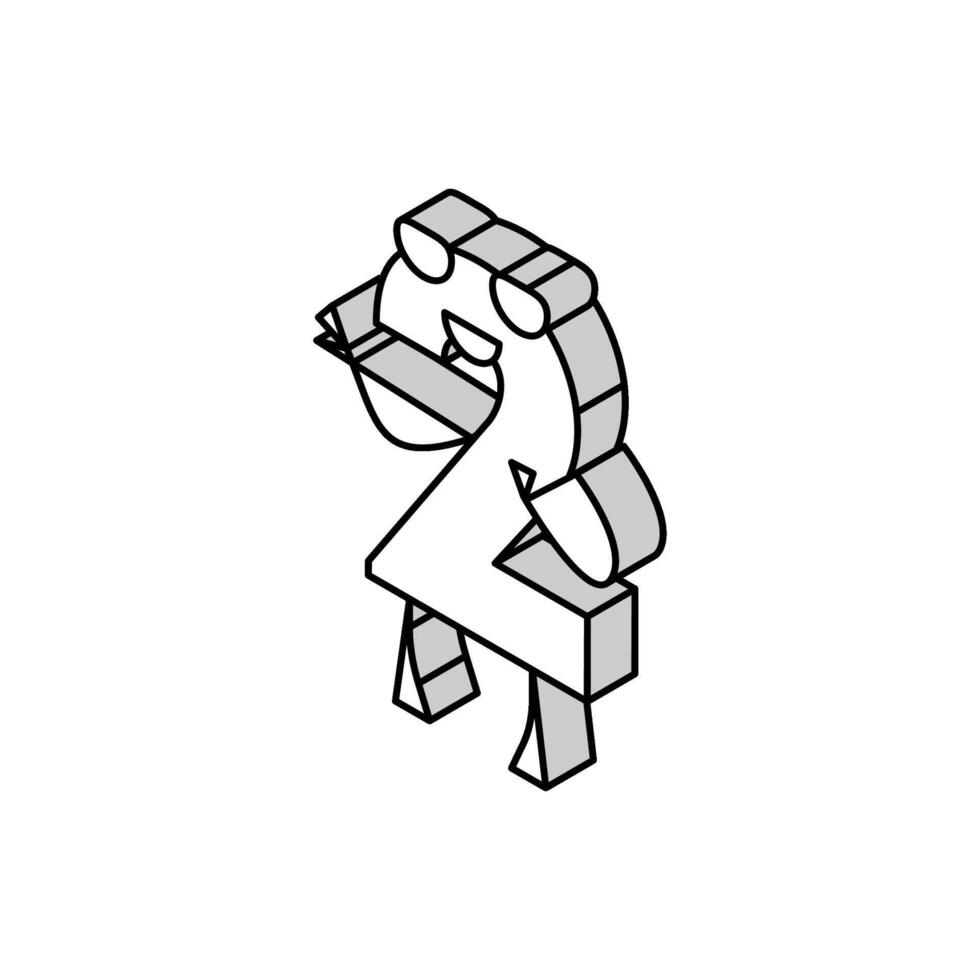 deux nombre personnage isométrique icône vecteur illustration