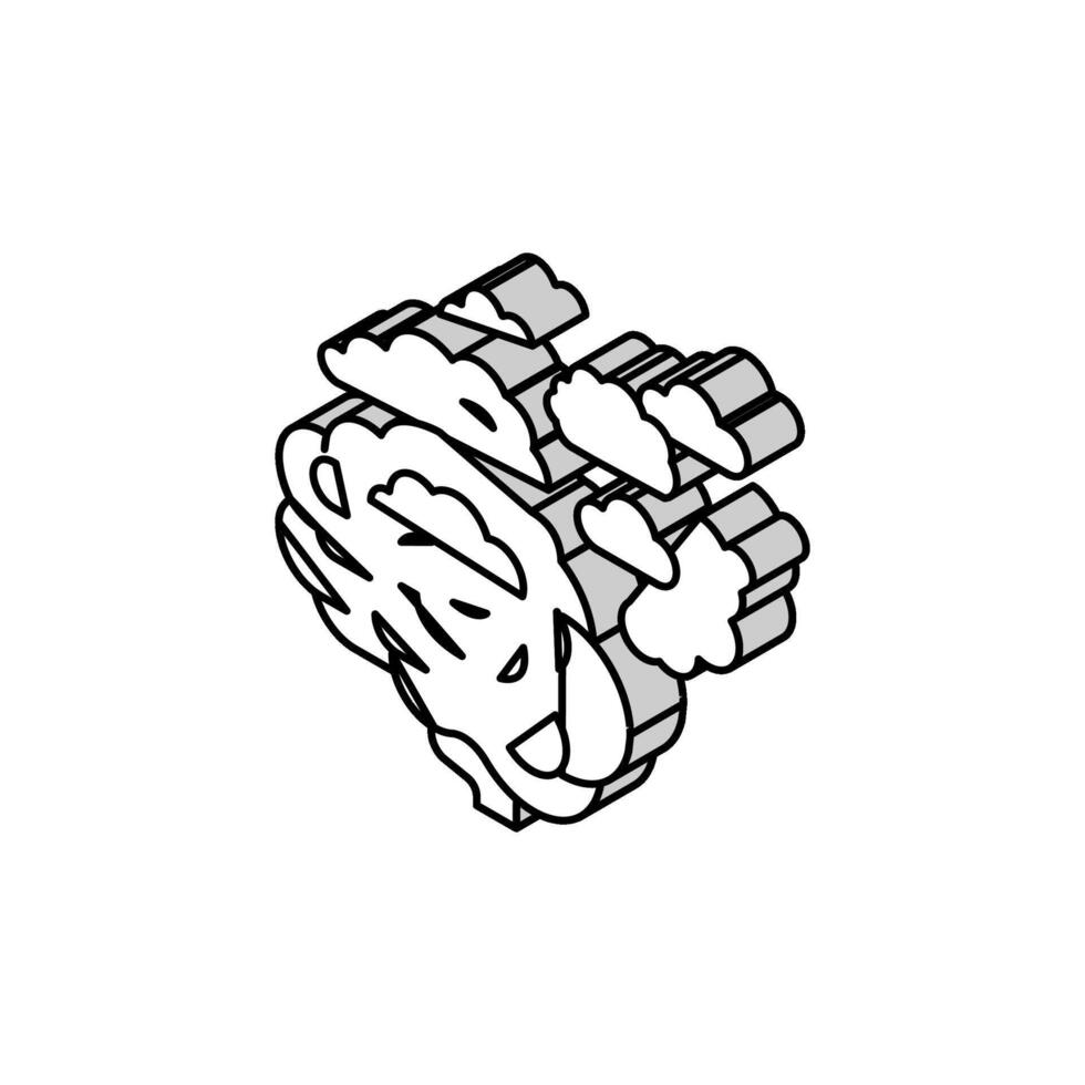 esprit cerveau Humain isométrique icône vecteur illustration