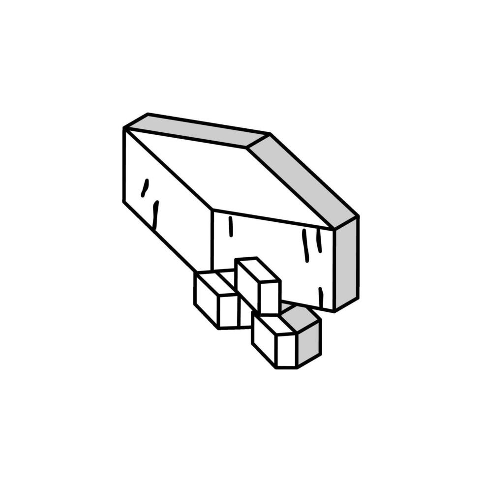 Cheddar fromage nourriture tranche isométrique icône vecteur illustration